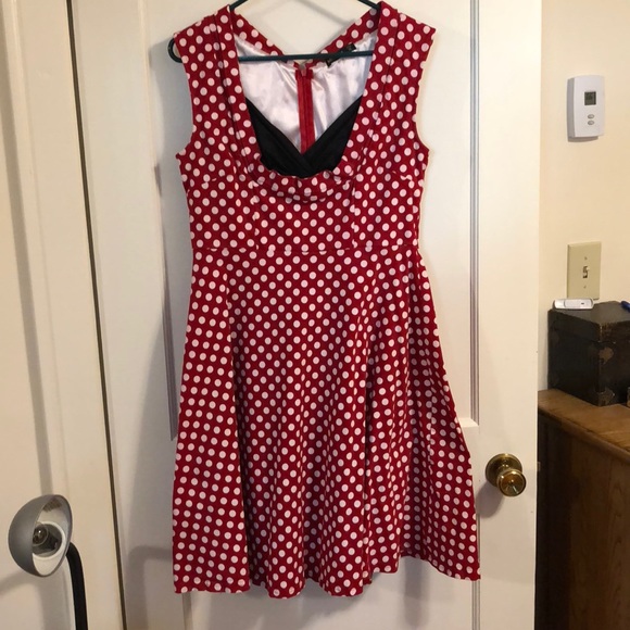 Miusol Dresses & Skirts - Red polka dot fit and flare dress